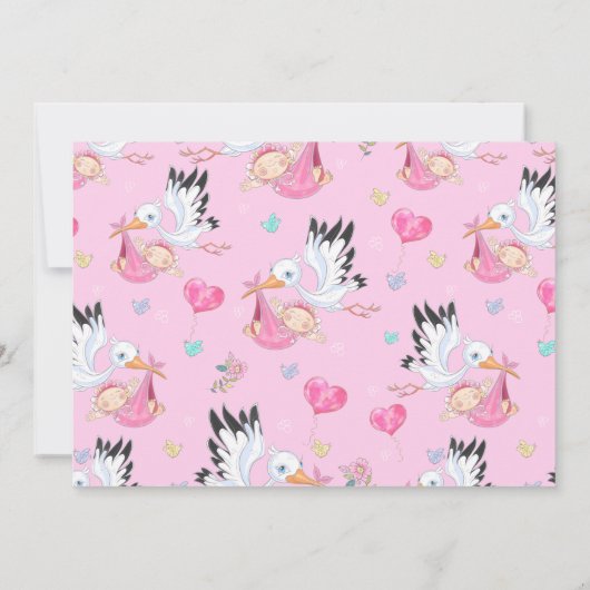 Het is een meisje Stork geboorte aankondiging (Achterkant)