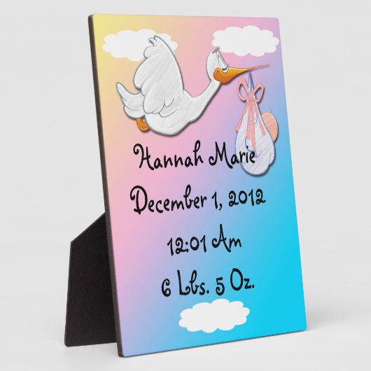 Het is een meisje - Stork Keepomwille Plaque Fotoplaat (Zijkant)