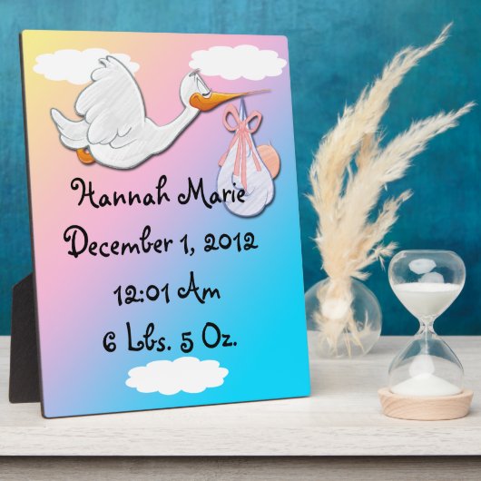 Het is een meisje - Stork Keepomwille Plaque Fotoplaat (Zijkant)