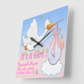 Het is een meisje - Stork Keepomwille Wall Clock Vierkante Klok (Hoek)