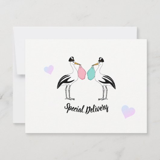 Het is een meisje Stork levering Baby shower Sprin Kaart (Voorkant)