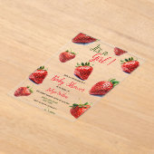 Het is een meisje Strawberry baby shower Acryl Uitnodigingen (Laagn)