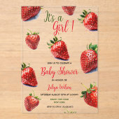 Het is een meisje Strawberry baby shower Acryl Uitnodigingen (Voorkant)