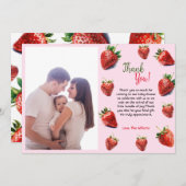 Het is een meisje Strawberry baby shower Bedankkaart (Voorkant / Achterkant)