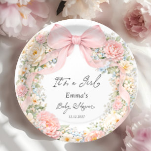 Het is een meisje strik Coquette strik baby shower Papieren Bordje