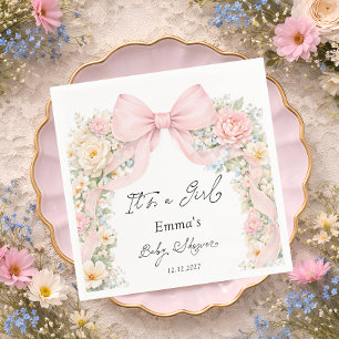 Het is een meisje strik coquette strik baby shower servet