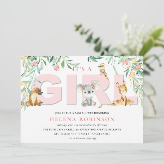 Het is een meisje Struik baby's baby douche uitnod Kaart (Staand voorkant)