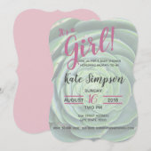 Het is een meisje! Succulent baby shower uitnodigi Kaart (Voorkant / Achterkant)