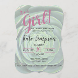 Het is een meisje! Succulent baby shower uitnodigi Kaart