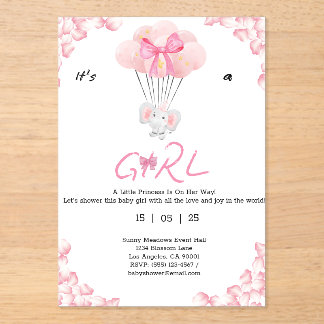 Het is een meisje.Sweet babyshower Acryl Uitnodigingen