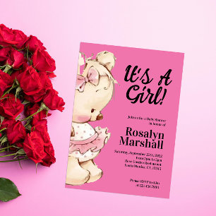 Het is een meisje Teddy Bear Baby shower Kaart