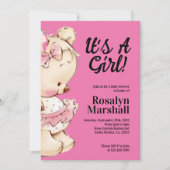 Het is een meisje Teddy Bear Baby shower Kaart (Voorkant)