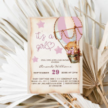 Het is een meisje Teddybeer Rustieke babyshower vo