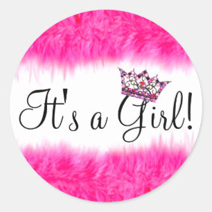 “Het is een meisje!” Tiara Baby Ronde Sticker
