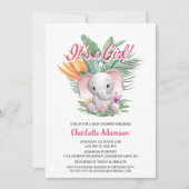 Het is een meisje! Tropische babyolifant babyfeest Kaart (Voorkant)