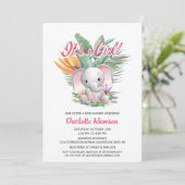 Het is een meisje! Tropische babyolifant babyfeest Kaart (Staand voorkant)