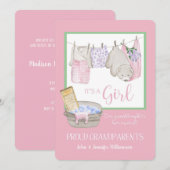 Het is een meisje - Trotse grootouders Aankondigin Kaart (Voorkant / Achterkant)