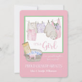 Het is een meisje - Trotse grootouders Aankondigin Kaart (Voorkant)