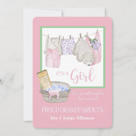 Het is een meisje - Trotse grootouders Aankondigin Kaart
