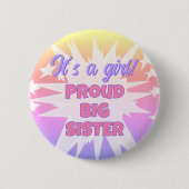 Het is een meisje! Trotse grote zus Button (Voorkant)
