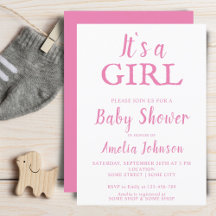 Het is een Meisje Typografie Roze Baby Meisje Baby