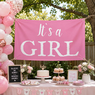 Het is een Meisje Typografie Roze Baby Meisje Baby Spandoek