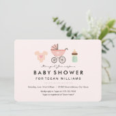 Het is een meisje | Uitnodiging voor babyshower (Staand voorkant)
