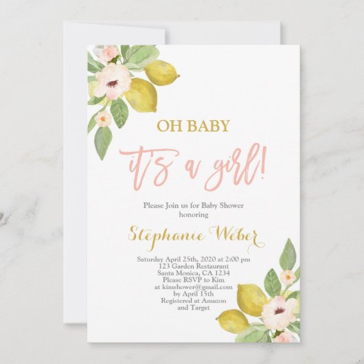 Het is een meisje van het Baby shower van Girlcitr Kaart (Voorkant)