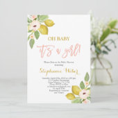 Het is een meisje van het Baby shower van Girlcitr Kaart (Staand voorkant)