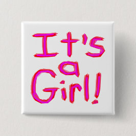Het is een meisje! vierkante button 5,1 cm
