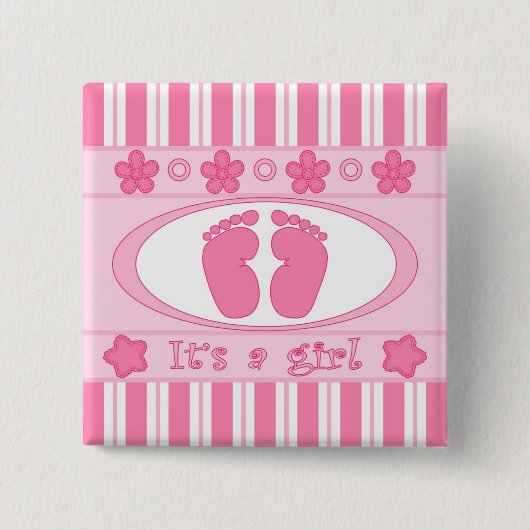 Het is een meisje vierkante button 5,1 cm (Voorkant)