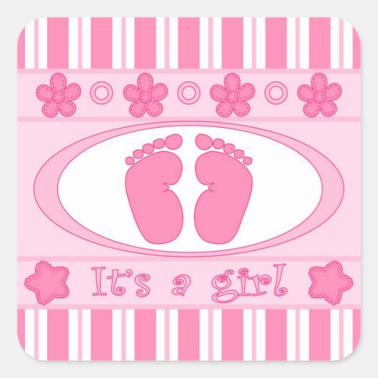 Het is een meisje vierkante sticker (Voorkant)