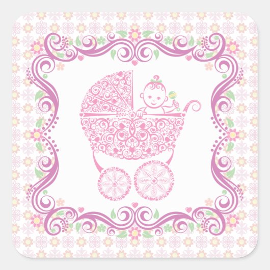 Het is een meisje! vierkante sticker (Voorkant)