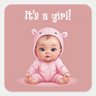 Het is een meisje! vierkante sticker