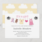 Het is een meisje waslijn baby shower kaart (Voorkant / Achterkant)