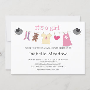 Het Is Een Meisje Waslijn Baby Shower Kaart