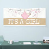 Het is een meisje waslijn welkom thuis banner (Beurs)