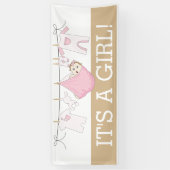 Het is een meisje waslijn welkom thuis banner (Verticaal)