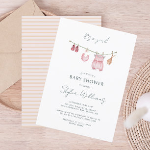 Het is een meisje Watercolor baby shower met simpe Briefkaart