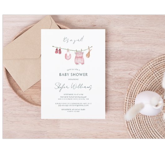 Het is een Meisje Waterverf Baby Shower met Eenvou Kaart