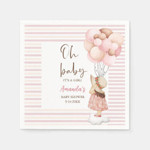 Het is een meisje Waterverf Baby shower Vliegende  Servet