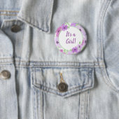 Het is een meisje! Waterverf Bloemen Baby shower Ronde Button 5,7 Cm (In situ)