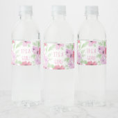 Het is een meisje, Waterverf Bloemen Baby shower Waterfles Etiket (Flessen)