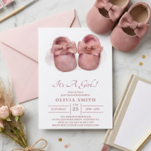Het is een meisje waterverf Cute babyschoenen baby