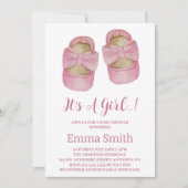 Het is een meisje waterverf Cute babyschoenen baby Kaart (Voorkant)