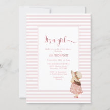 Het is een meisje Waterverf roze lijnen Baby showe