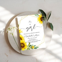 Het is een meisje! Waterverf Zonnebloem Baby showe