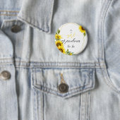 Het is een meisje! Waterverf Zonnebloem Oma-to-be Ronde Button 5,7 Cm (In situ)