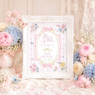 Het is een meisje - Whimsical bloemen baby shower  Poster