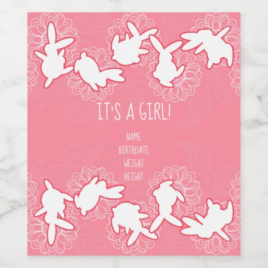  Het is een meisje! Wijnetiket Wijn Etiket (Enkel label)